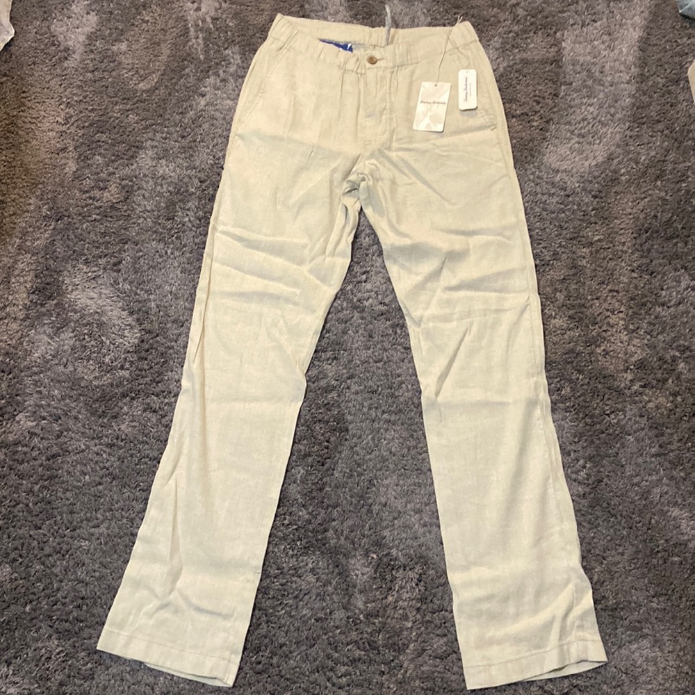 Tan, beach linen pant, very stretchy